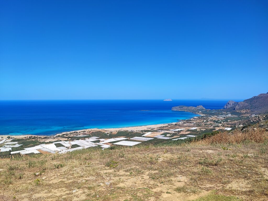 Blue sea and coastline at Falassarna Beach Crete