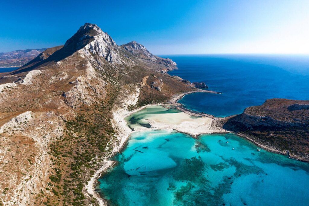 Panoramic view of Balos Lagoon during a Balos Jeep Safari